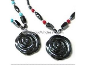 Hematite Rose Flower Pendant